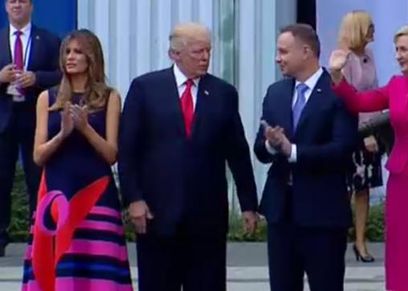 الرئيسان البولندي والأمريكي بصحبة زوجتيهما
