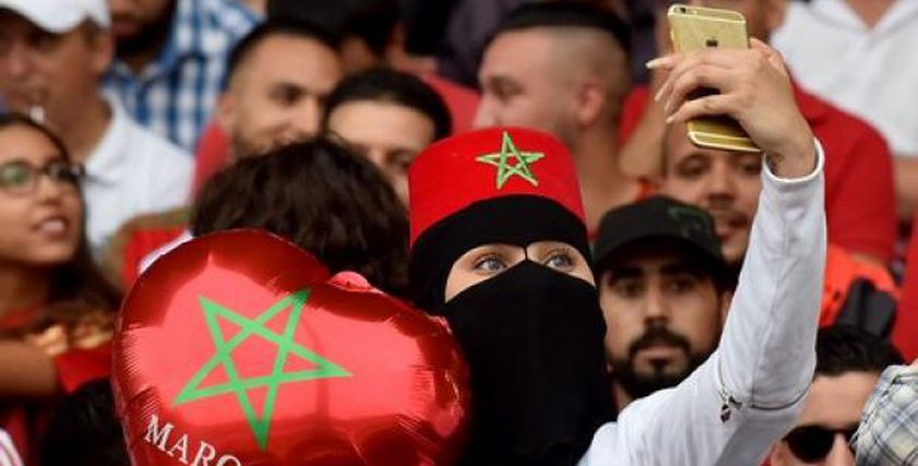 المغربيات اثناء التشجيع