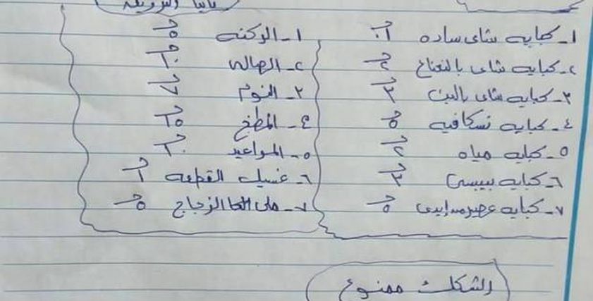 قائمة بأسعار الخدمة الزوجية