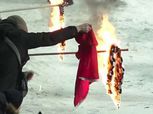 بالفيديو| جماهير "دينامو كييف" الاوكراني يحرقون العلم التركى