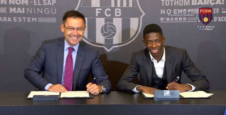 بالفيديو والصور| "ديمبلي" يوقع على عقد إنضمامه لبرشلونة حتى 2022
