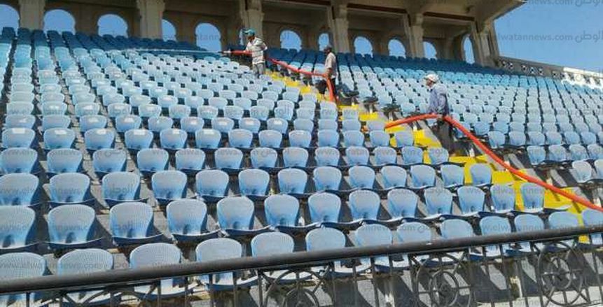 بالصور| استعدادات ستاد الإسكندرية لاستقبال الجماهير قبل مباراة مصر والكونغو