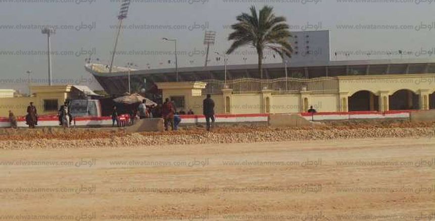 بالصور| تشديدات أمنية أمام ستاد "برج العرب"