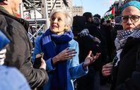 مرشحة الرئاسة الأمريكية، جيل ستاين خلال تظاهرة داعمة لغزة