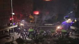 عمليات تبريد لحريق مدينة نصر.. والخسائر «6 محال و8 طوابق و3 مصابين»
