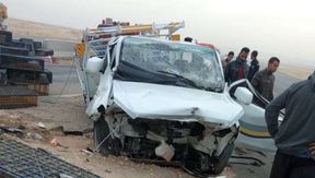 حادث تصادم سيارة ربع نقل على طريق أسيوط الغربي