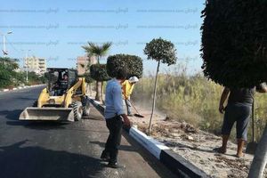 متابعة سير العمل بحملات النظافة والتجميل بشوارع وطرق مدينة مصيف بلطيم