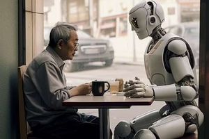 روبوت وإنسان