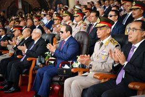 الرئيس عبدالفتاح السيسى خلال حفل تخريج دفعة جديدة من الكليات العسكرية اليوم