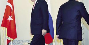 «بوتين» و«أرودغان» خلال لقائهما فى سان بطرسبورج «أ.ف.ب»
