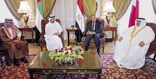 وزراء خارجية مصر والسعودية والإمارات والبحرين خلال اجتماعهم بالقاهرة «صورة أرشيفية»