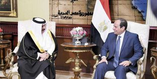 الرئيس عبدالفتاح السيسى لدى استقباله العاهل البحرينى أمس