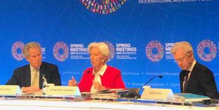 كريستين لاجارد خلال كلمتها فى اجتماعات الربيع لصندوق النقد والبنك الدوليين