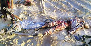 جثث 3 إرهابيين بعد تصفيتهم فى سيناء