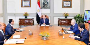 الرئيس  عبد الفتاح السيسي خلال الاجتماع برئيس الوزراء ووزير التعليم