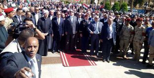 الوزراء والمسئولون خلال الاحتفال بالذكرى السنوية لعودة «طابا» إلى مصر