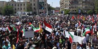 مظاهرة الشعب السورى ضد العدوان الثلاثى الغربى