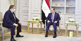 الرئيس عبدالفتاح السيسي خلال لقائه حسن عبدالله القائم بأعمال محافظ البنك المركزي