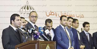 محمد بدران رئيس حزب مستقبل وطن خلال الاحتفال بأعضائه الفائزين فى البرلمان