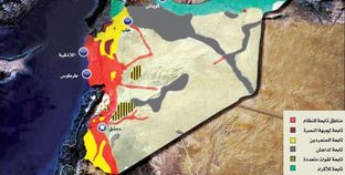 خريطة تبين مناطق السيطرة والنفوذ داخل سوريا