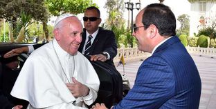 الرئيس السيسي خلال استقباله بابا الفاتيكان بمصر