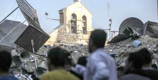 إحدى الكنائس التى قصفتها قوات الاحتلال الإسرائيلى