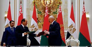 الرئيس عبدالفتاح السيسى ونظيره البيلاروسى خلال توقيع «الإعلان المشترك»