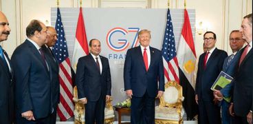 الرئيسان عبدالفتاح السيسي ودونالد ترامب على هامش فعاليات قمة مجموعة السبع