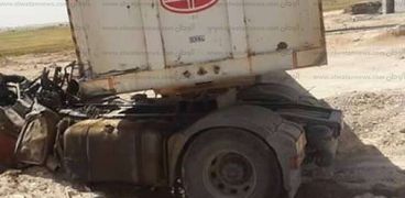 السيارة النقل الثقيل التى اصطدم بها قطار مطروح بمنطقة الضبعه