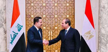 الرئيس السيسي خلال استقباله رئيس وزراء العراق