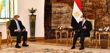 الرئيس عبدالفتاح السيسي خلال لقائه رئيس وزراء الأردن اليوم