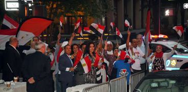 الجالية المصرية فى نيويورك تستقبل الرئيس