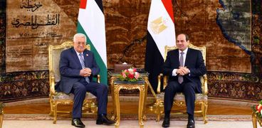 جانب من لقاء الرئيس عبد الفتاح السيسي والرئيس الفلسطيني محمود عباس