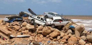 من آثار  عاصفة دانيال في ليبيا