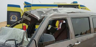 حادث تصادم سيارتين على طريق القاهرة الفيوم