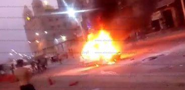 السيطرة على حريق هائل بسيارة ملاكي بمنطقة الاستاد بطنطا دون خسائر