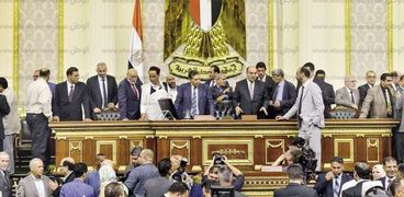 أعضاء البرلمان الليبى أثناء زيارتهم لمجلس النواب