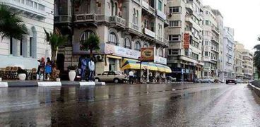 تساقط الأمطار على الإسكندرية اليوم