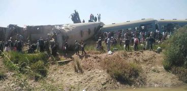 اصطدام قطارين في منطقة الصوامعة الواقعة بين مركزي المراغة وطهطا، بمحافظة سوهاج