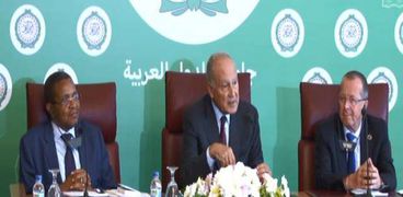 جانب من اجتماع الجامعة العربية والأمم المتحدة والاتحاد الأفريقى حول ليبيا أمس
