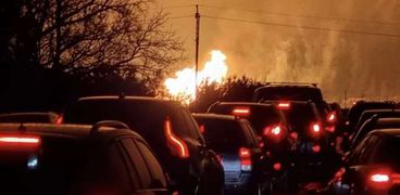 حريق جراء الانفجار في خط أنابيب الغاز  وسط ليتوانيا