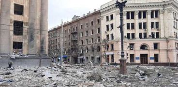 آثار قصف روسي على مدينة «خاركيف»