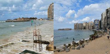 شواطئ الإسكندرية من الغرق إلى انحسار مياه البحر المتوسط