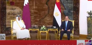 لقاء سابق بين الرئيس السيسي وأمير قطر