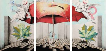 أحد أعمال معرض "آدم وحواء" للفنان التشكيلي ياسر رستم بجاليري نوت