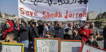 جانب من مسيرات التضامن مع حي الشيخ جراح