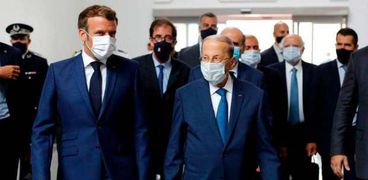 الرئيس اللبناني ميشال عون "يمين" ونظيره الفرنسي إيمانويل ماكرون "يسار"