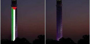 إضاءة برج القاهرة بعلم فلسطين