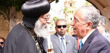 الرئيس البرتغالي مع البابا تواضروس