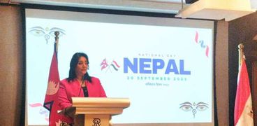 نائب وزير السياحة والآثار لشئون السياحة خلال مشاركتها في الاحتفال بالعيد القومى لدولة نيبال
